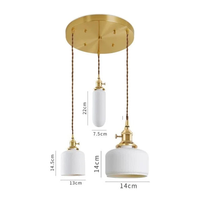 Axyaa Ceramic LED Pendant Light - Modern Copper Hanging Lamp
