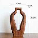 Axyaa Wooden Vase Glass Test Tube Flower Arrangement Hydroponics Home Decor