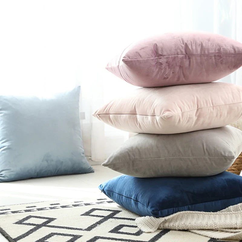 Axyaa Velvet Cushion Cover 45x45cm White - Decorative Pillow Cover for Sofa Home