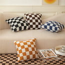Axyaa Checkered Flocking Cushion Cover for Home Decoration