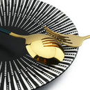 Axyaa 24Pcs Green Gold Stainless Steel Dinnerware Set Cutlery Tableware Silverware