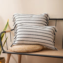 Axyaa Cotton Cushion Cover with Tassels in Black and White, Various Sizes