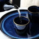 Axya Blue Ceramic Tea Kettle Set - Japanese Kiln Glaze Teaware Set