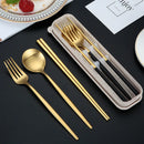 Axyaa Stainless Steel Cutlery Set with Box - Portable Dinnerware Kit