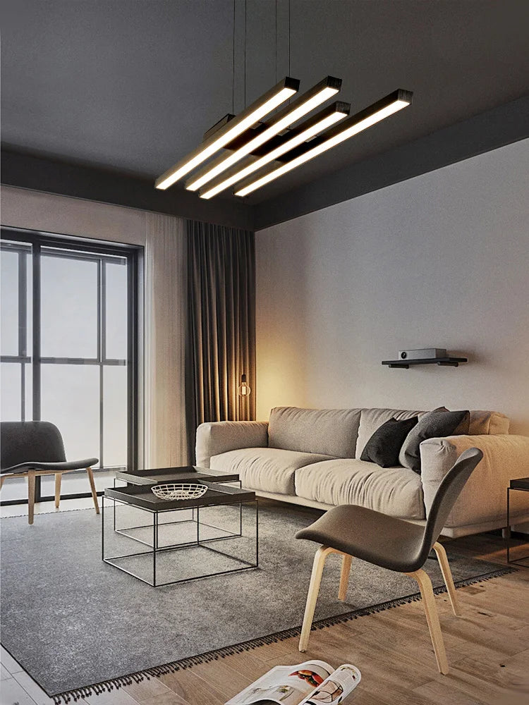 Axyaa Black Nordic Chandelier LED Light, Modern Minimalist Design for Living Room