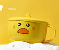 Axyaa Double-layer Cute Duck Ramen Bowl With Lid Stainless Steel Tableware