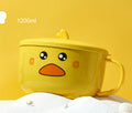 Axyaa Cute Duck Stainless Steel Ramen Bowl, Double-layer Kitchen Tableware