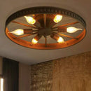 Axyaa Industrial Round Iron Ceiling Lamp, E27 Living Room Lighting