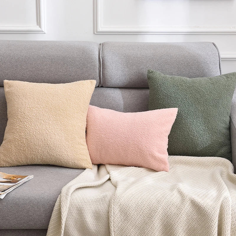 Axyaa Cozy Faux Fur Teddy Pillow Cover 45x45CM for Nordic Home Decor