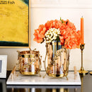 Axyaa Gilded Flower Branch Glass Vase for Modern Home Decor