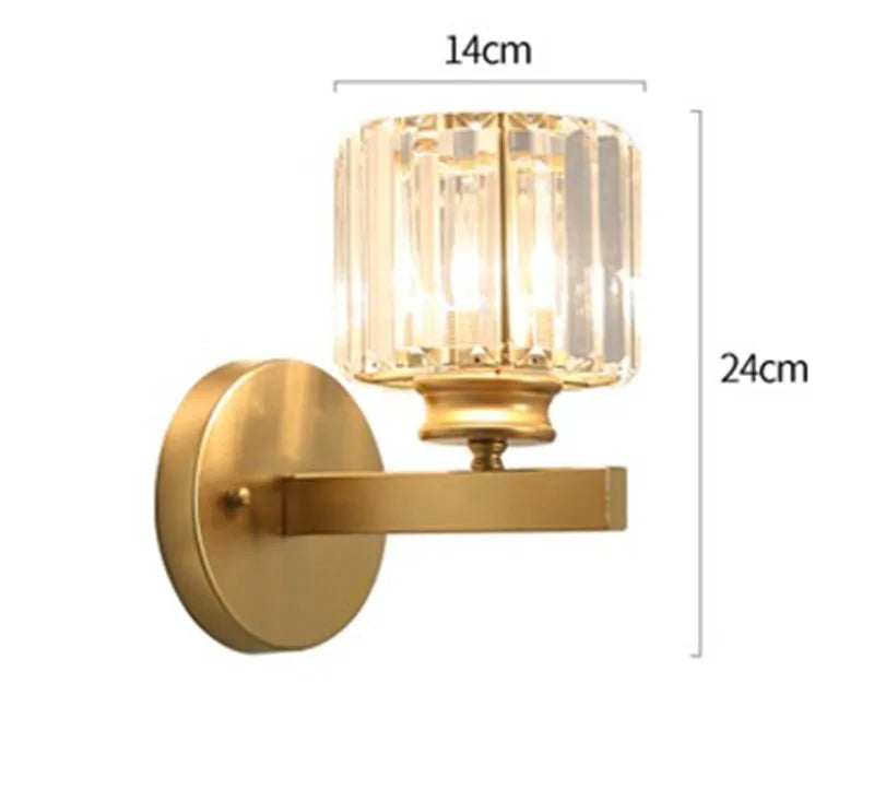 Axyaa Crystal Sconce Light Gold Black Metal Glass Lampshade Wall Lamp