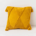 Axyaa Tufted Diamond Tassel Cushion Cover 45x45cm White Yellow Green Ambor