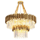 Axyaa Gold Metal Glass Crystal Chandelier for Modern Living Room & Bedroom