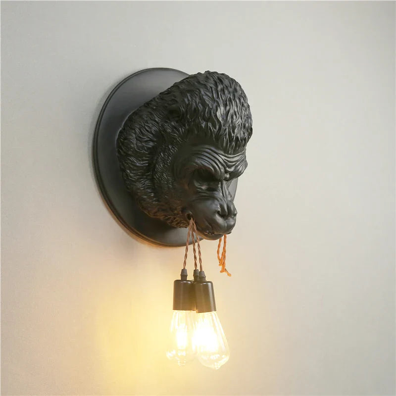Axyaa Gorilla Resin Wall Sconce Nordic Retro Wall Lamp Decor Fixtures
