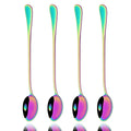 Axyaa 4-Piece Colorful Long Handle Spoon Set for Coffee, Tea, Desserts, and Juice