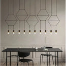Axyaa Postmodern Nordic LED Black Linear Chandelier for Dining Room and Lobby
