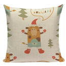 Axyaa Christmas Deer Snowman Cartoon Cushion Cover - Festive Decor Pillowcase
