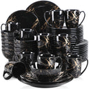 Axyaa Gold Splash Porcelain Dinnerware Set: Dinner, Cake Plates, Bowls, Coffee Cups