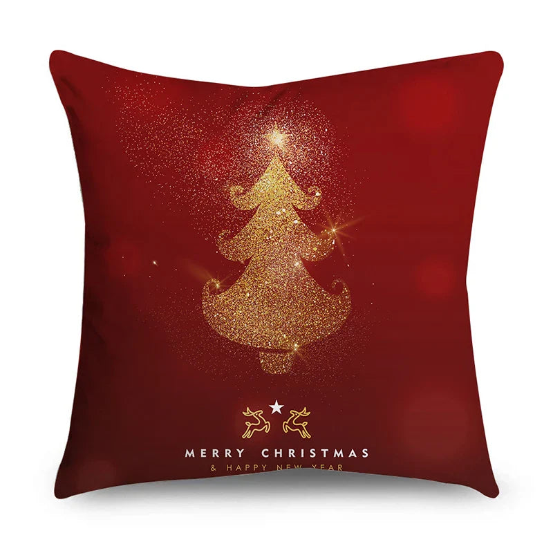 Axyaa Christmas Polyester Cushion Cover - Tree Gifts Print - Xmas Home Decor