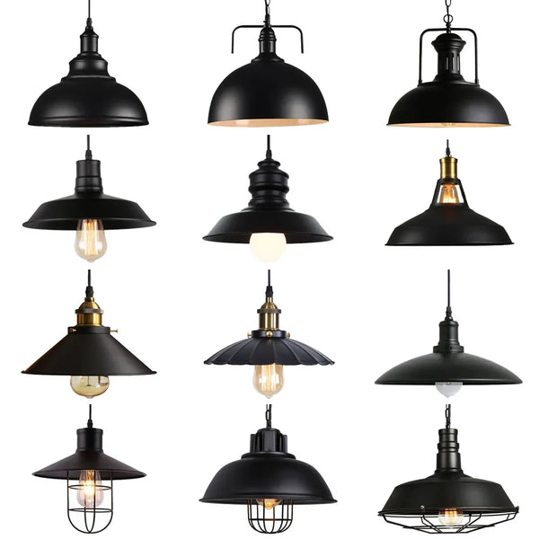 Axya Industrial Iron Pendant Light - Vintage Loft Bar Lighting