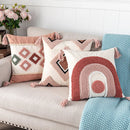 Axyaa Pink Rainbow Tufted Diamond Pillow Cover for Living Room Girls Room
