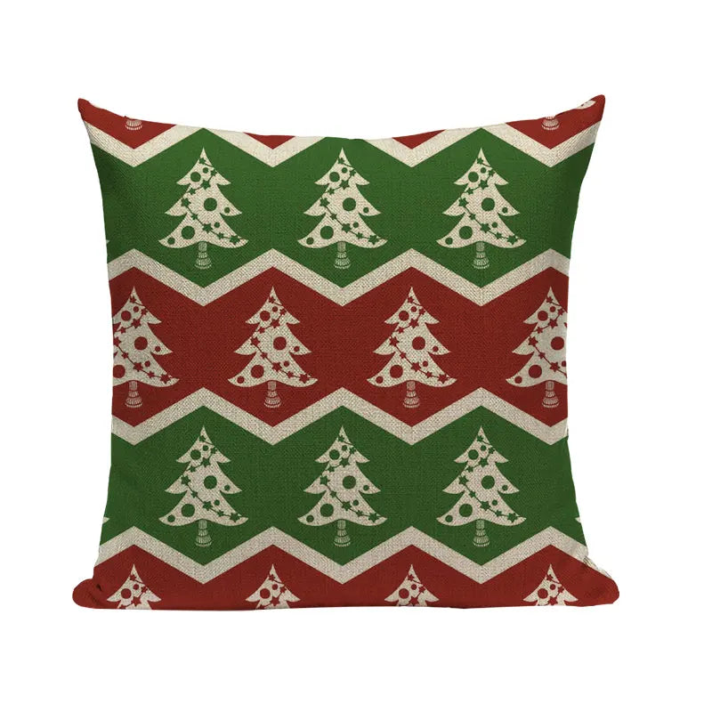 Axyaa Merry Christmas Decor Pillow Cover Set 45x45cm Linen Noel Cushion Cases
