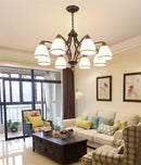 Axyaa American Country Iron Chandelier with White Glass - Ideal for Suspension Lighting in Any Room