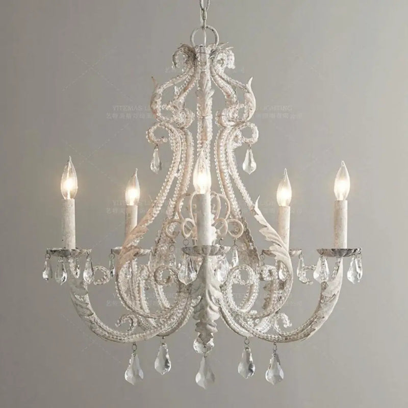 Axyaa White Crystal Chandeliers Retro Vintage Hanging Lights