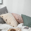 Axyaa Cozy Knit Cushion Cover in Vintage Ivory Grey Pink Solid Design