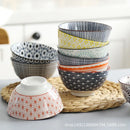 Axyaa Wind Ceramic Salad Bowl Set - Stylish Threaded Rice Bowls for Home