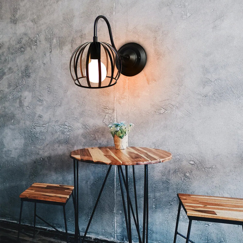 Axyaa Watermelon Cage Pendant Light: Industrial Retro Hanging Fixture for Home and Restaurant