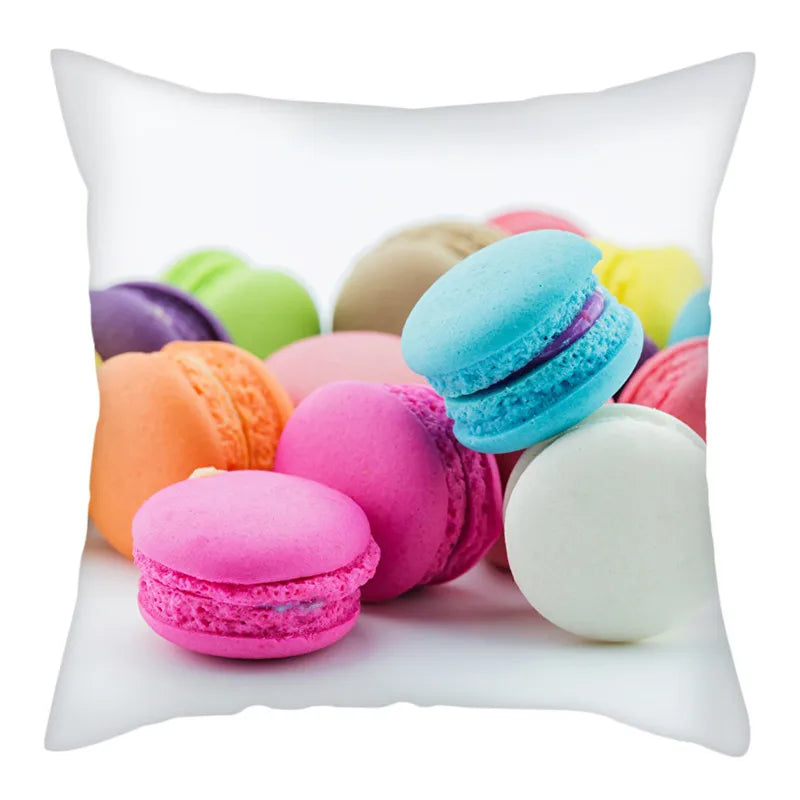 Axyaa Biscuits Cake Print Decor Pillow Cover for Home Sofa Decoration