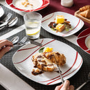 Axyaa Felisa 18-Piece Red Stripes Porcelain Dinner Set - Service for 6