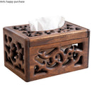 Axya Solid Wood Coffee Table Tray Tissue Box Holder Storage Organizer