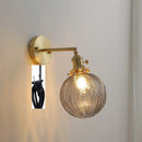 Axyaa Copper Wall Lamp Gray Glass Ball LED Stair Light Nordic Modern Design