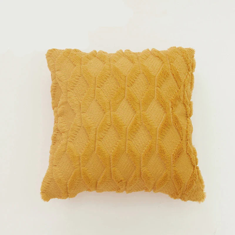 Geometric Plush Pillow Cover for Sofa, Nordic Home Decor by Axyaa