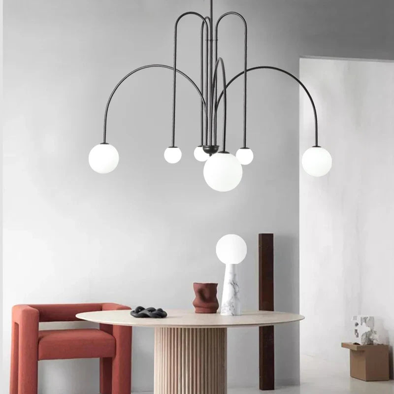Axyaa Retro Glass Ball Chandelier: Italian Design Replica Art Home Interior Light