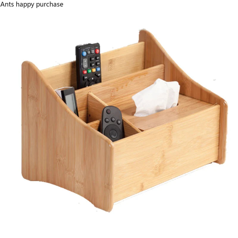 Axya Bamboo Remote Control & Tissue Box Organizer