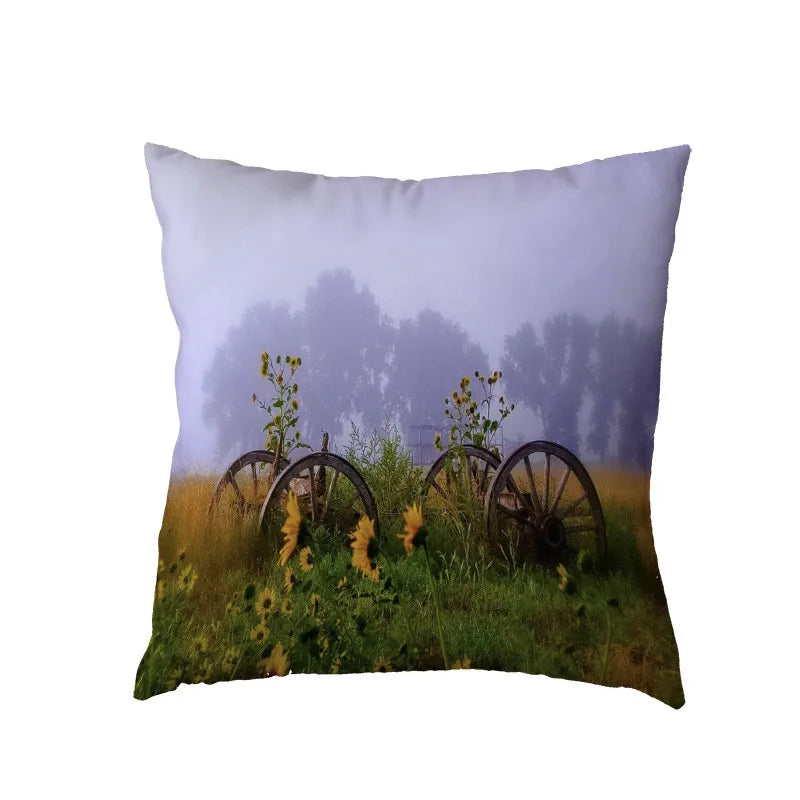 Axyaa Waterfall Maple Lake Forest Decor Pillow Cover Case