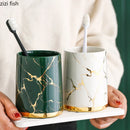 Axya Marble Pattern Ceramic Toothbrush Cup Set