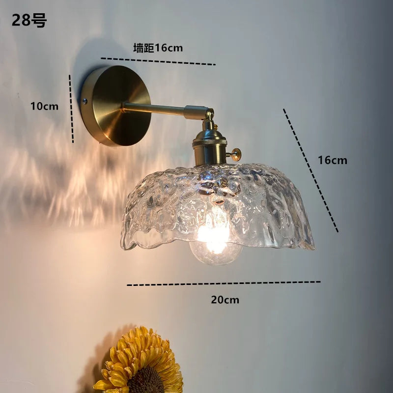Axyaa Clear Glass LED Wall Sconce Switch Lamp for Bathroom Mirror Stairway, Nordic Copper Influence