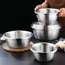 Axyaa Stainless Steel Drain Colander Basket for Round Rice Washing and Straining