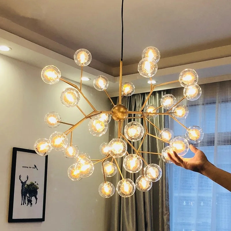 Axyaa LED Firefly Sputnik Chandelier: Modern Tree Branch Ceiling Hanging Lamp