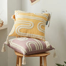 Axyaa Embroidered Cotton Linen Cushion Cover, 45x45cm, Yellow Beige Pink, Home Decor