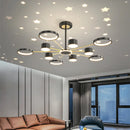 Axyaa Modern Stars Chandelier Ring Light LED Scandinavian Style for Living Room & Kids Room