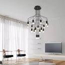 Axyaa Postmodern Nordic LED Black Linear Chandelier for Dining Room and Lobby