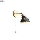 Axyaa Green Glass LED Wall Lights with Pull Chain Switch