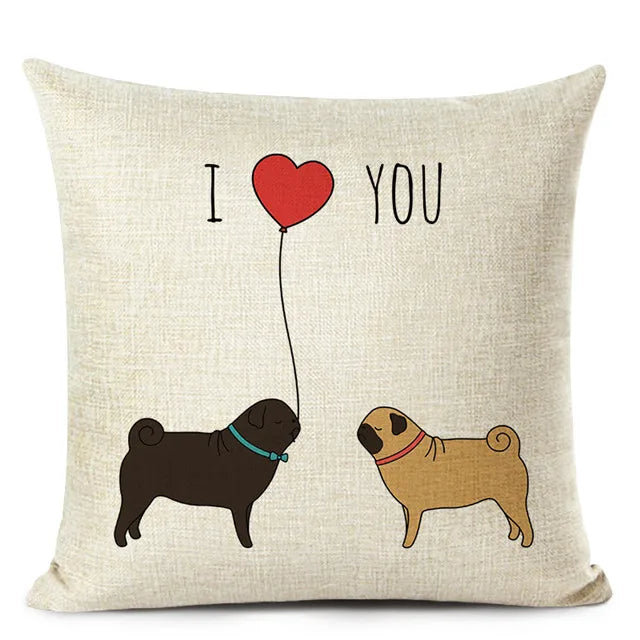 Colourful Bull Terrier & Dachshund 3D Cushion Cover for Home Sofa by Axyaa