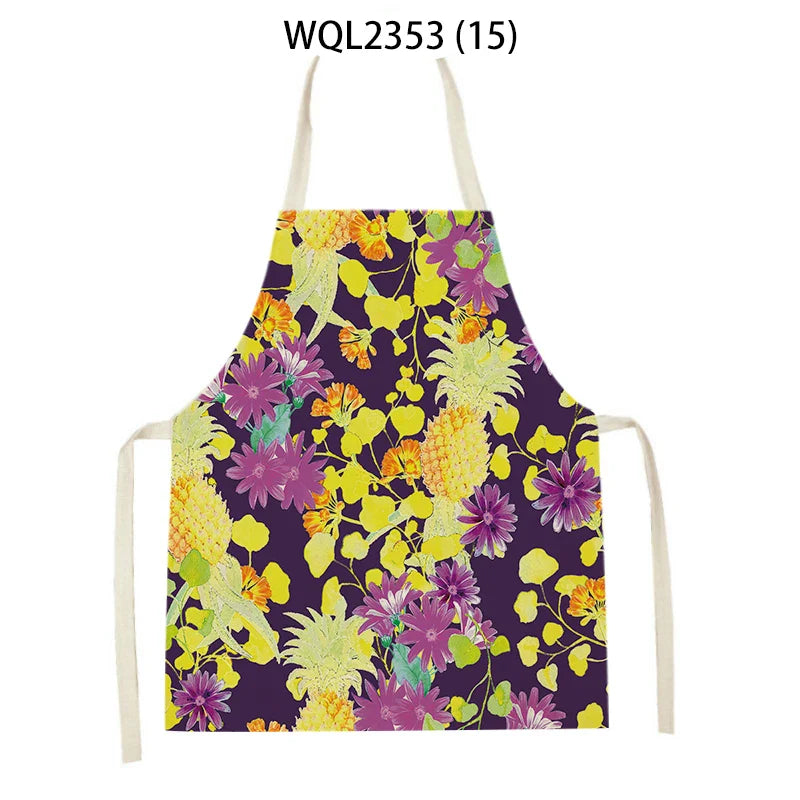 Axyaa Tropical Floral Kitchen Apron for Cooking, Baking, Cleaning - 47x38cm
