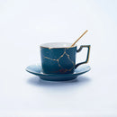 Axyaa Marble Ceramic Tea Set 200ml Nordic Coffee Cup Saucer Spoon Matt Porcelain